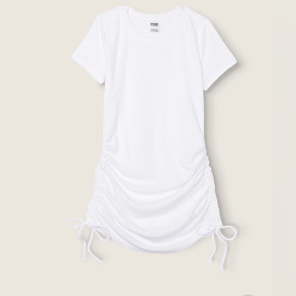 BEACH TERRY RUCHED SIDE DRESS